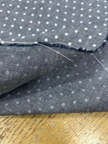 画像5: 生地:綿100%水玉柄ダンガリー生地(グレー) (5)
