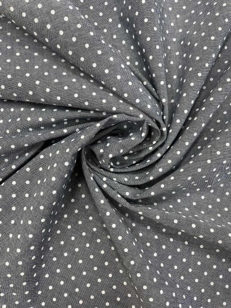 画像7: 生地:綿100%水玉柄ダンガリー生地(グレー) (7)