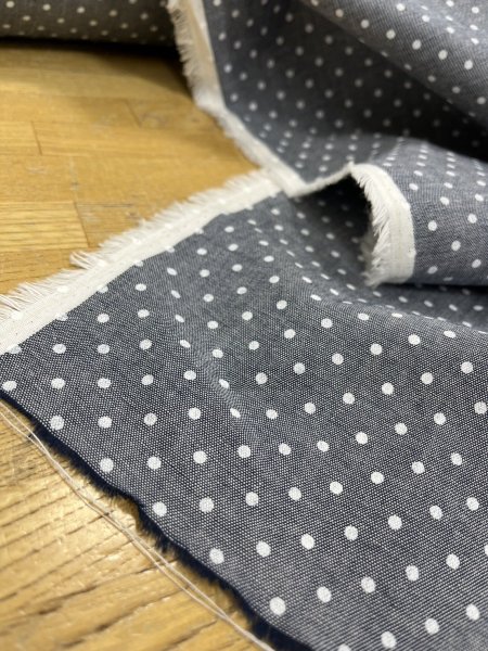 画像9: 生地:綿100%水玉柄ダンガリー生地(グレー) (9)