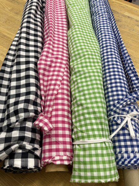 画像8: 生地:綿100%ギンガムチェック柄プリントブロード(白×ピンク) (8)