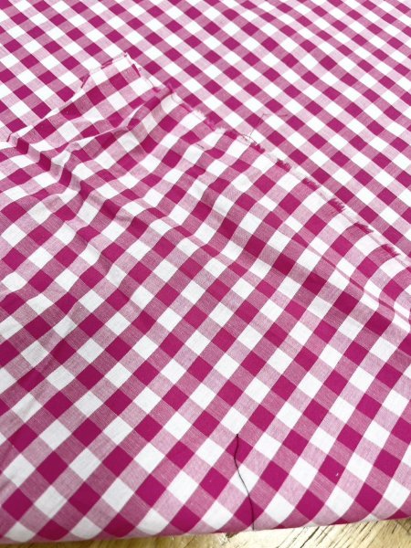 画像3: 生地:綿100%ギンガムチェック柄プリントブロード(白×ピンク) (3)