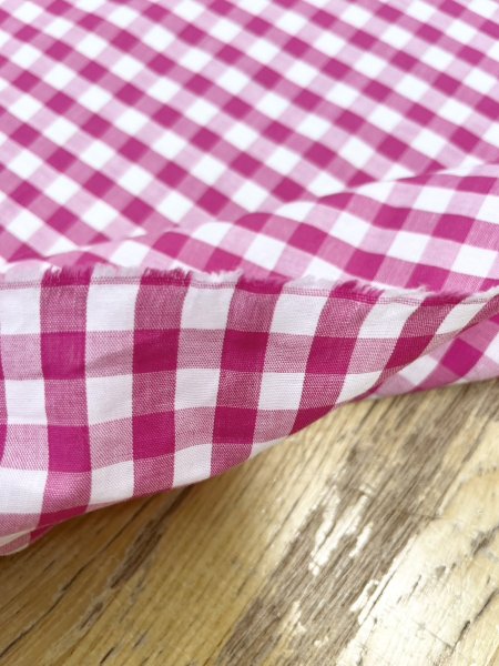 画像4: 生地:綿100%ギンガムチェック柄プリントブロード(白×ピンク) (4)