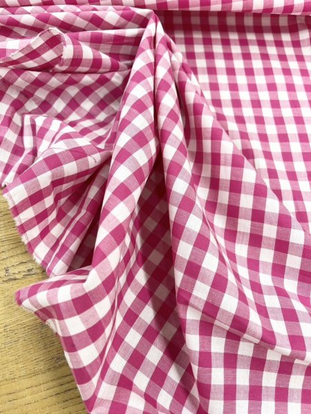画像5: 生地:綿100%ギンガムチェック柄プリントブロード(白×ピンク) (5)