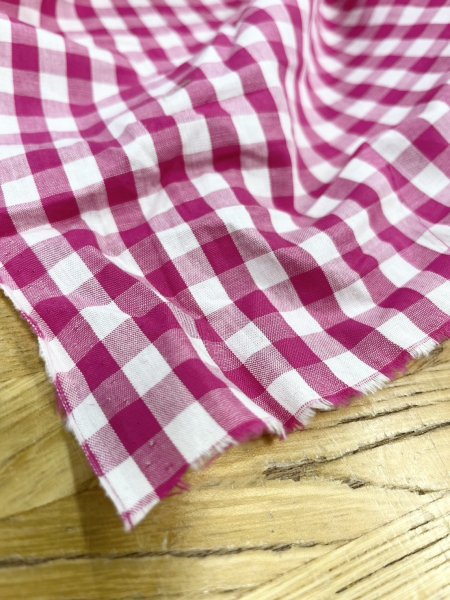 画像7: 生地:綿100%ギンガムチェック柄プリントブロード(白×ピンク) (7)