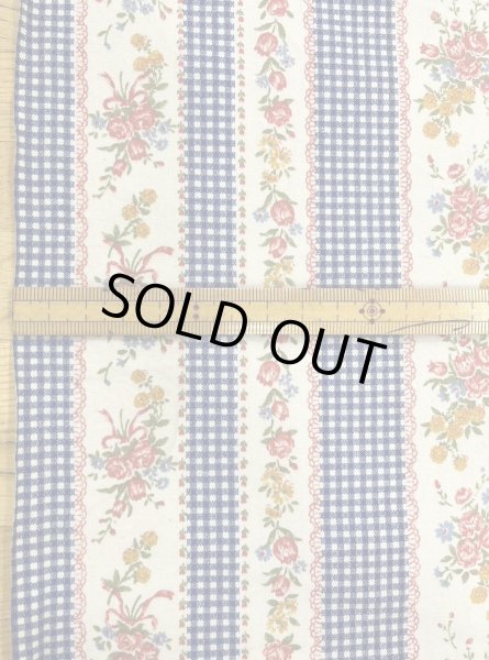 画像2: 生地:綿100% ギンガムチェックチロルテープ柄ストライプ(青) (2)