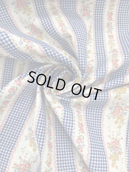 画像6: 生地:綿100% ギンガムチェックチロルテープ柄ストライプ(青) (6)