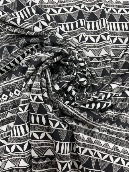 画像6: 生地:ポリ100%幾何学模様ストレッチスムースニット(ブラック/シルバー) (6)