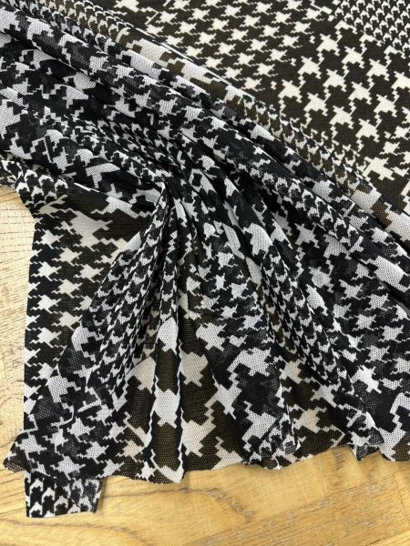 画像4: 生地:ポリ100% 千鳥格子柄 2way サモーラパワーネット(ホワイト/ブラック) (4)