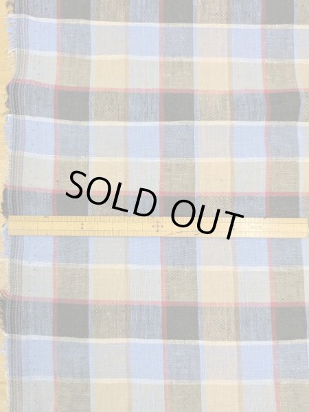 画像2: 生地：麻100％ チェック柄（ブルー／ベージュ／レッド） (2)
