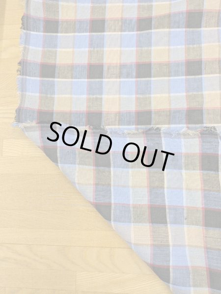 画像3: 生地：麻100％ チェック柄（ブルー／ベージュ／レッド） (3)