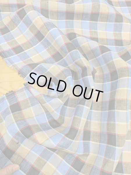 画像5: 生地：麻100％ チェック柄（ブルー／ベージュ／レッド） (5)