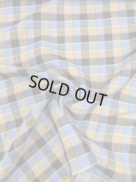 画像6: 生地：麻100％ チェック柄（ブルー／ベージュ／レッド） (6)