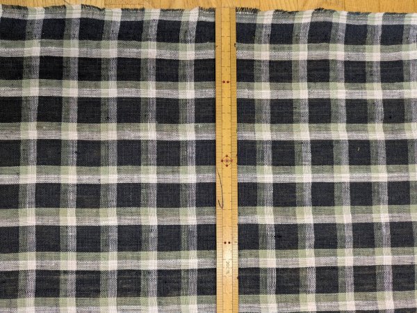 画像3: 生地:麻100% チェック柄(深緑/白) (3)