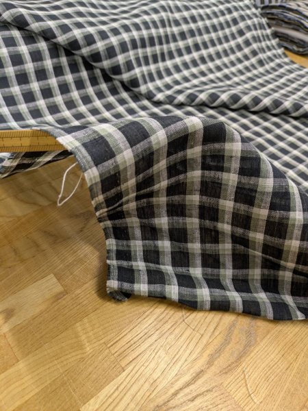 画像5: 生地:麻100% チェック柄(深緑/白) (5)