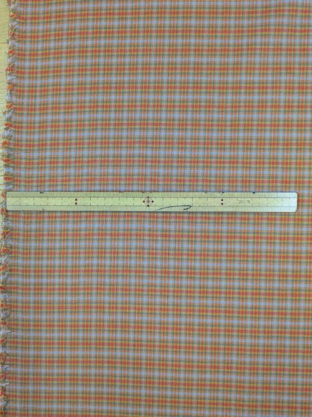 画像2: 生地:マドラス風チェック柄ポリエステル(オレンジ/赤青) (2)