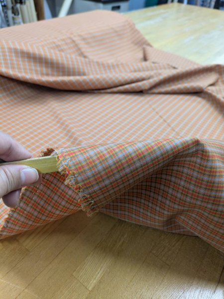 画像5: 生地:マドラス風チェック柄ポリエステル(オレンジ/赤青) (5)