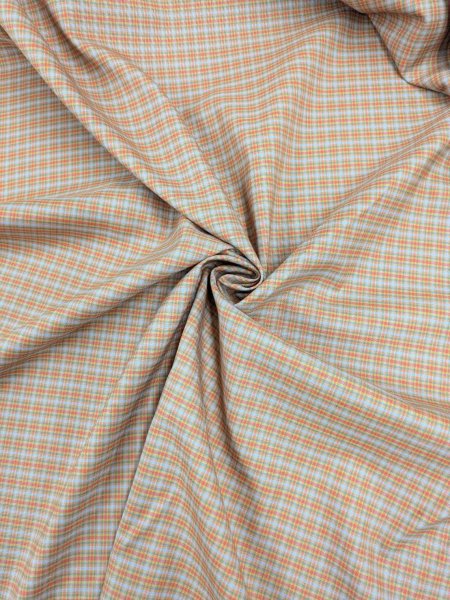画像6: 生地:マドラス風チェック柄ポリエステル(オレンジ/赤青) (6)