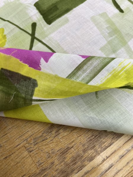 画像5: 生地:綿100%ボイル 小方柄プリント(黄緑) (5)