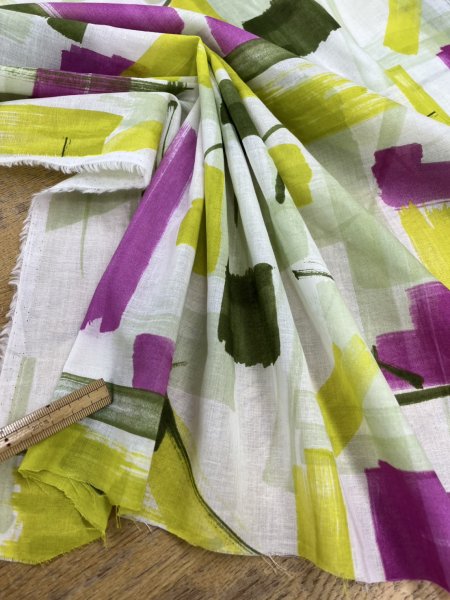 画像6: 生地:綿100%ボイル 小方柄プリント(黄緑) (6)