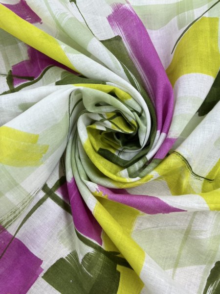 画像7: 生地:綿100%ボイル 小方柄プリント(黄緑) (7)