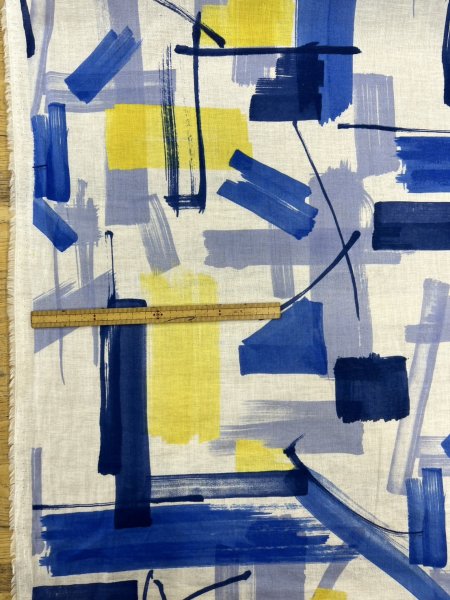 画像2: 生地:綿100%ボイル 小方柄プリント(水色青) (2)