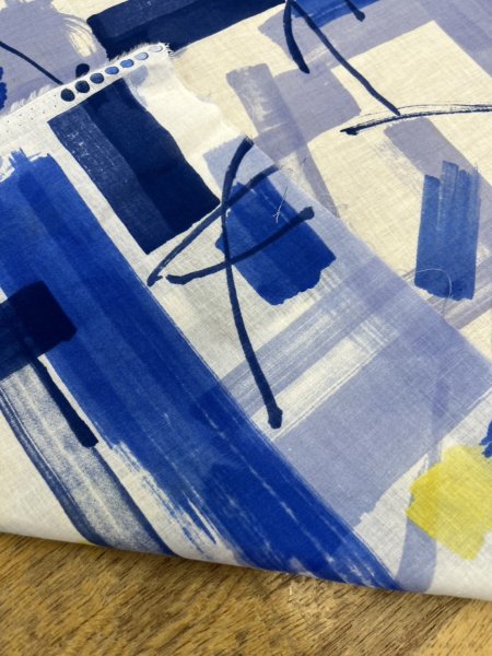 画像4: 生地:綿100%ボイル 小方柄プリント(水色青) (4)