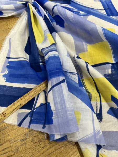 画像6: 生地:綿100%ボイル 小方柄プリント(水色青) (6)