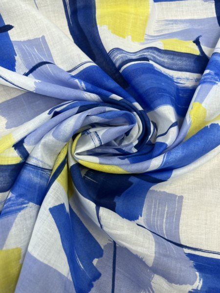 画像7: 生地:綿100%ボイル 小方柄プリント(水色青) (7)