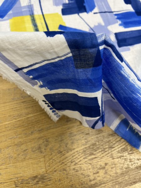 画像8: 生地:綿100%ボイル 小方柄プリント(水色青) (8)