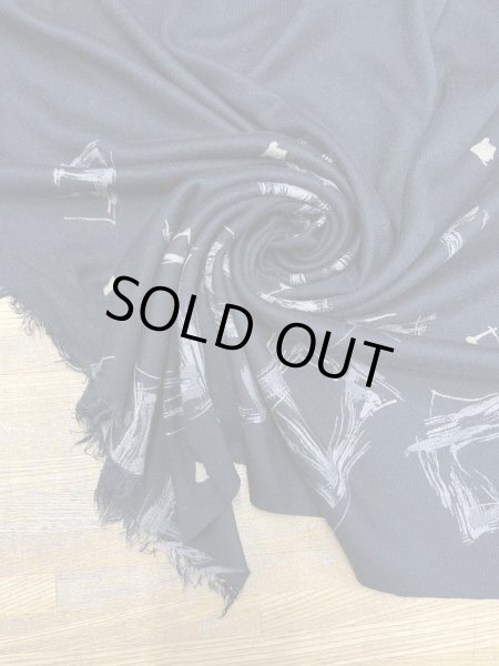 画像7: 生地：ポリエステル100％ スクエア柄手書き風プリントニット（黒） (7)