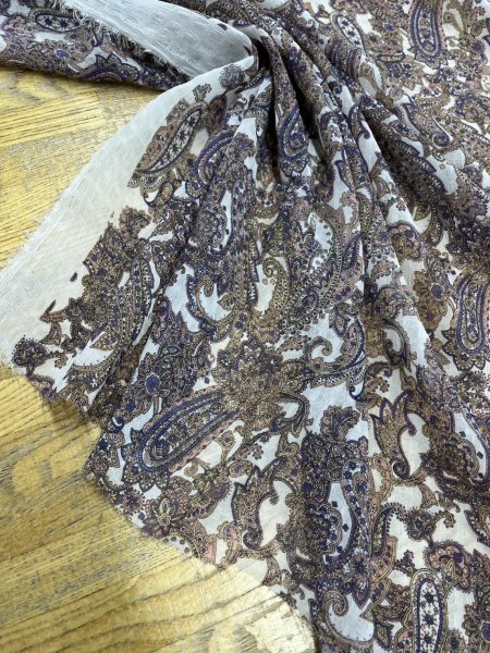 画像5: 生地:ポリエステル100% ペイズリー柄プリント(リップル風) (5)