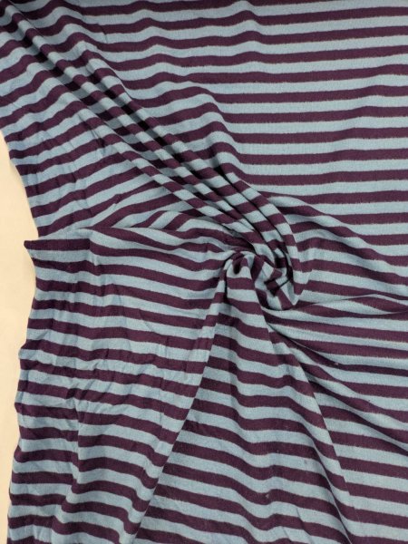 画像4: 生地:ポリエステル 微起毛細ボーダープリント(ブルー×パープル) (4)