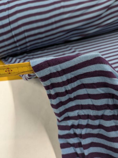 画像6: 生地:ポリエステル 微起毛細ボーダープリント(ブルー×パープル) (6)