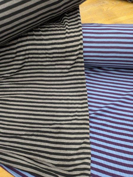 画像7: 生地:ポリエステル 微起毛細ボーダープリント(ブルー×パープル) (7)