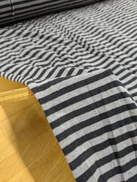 画像3: 生地:ポリエステル 微起毛細ボーダープリント(グレー×ブラック) (3)