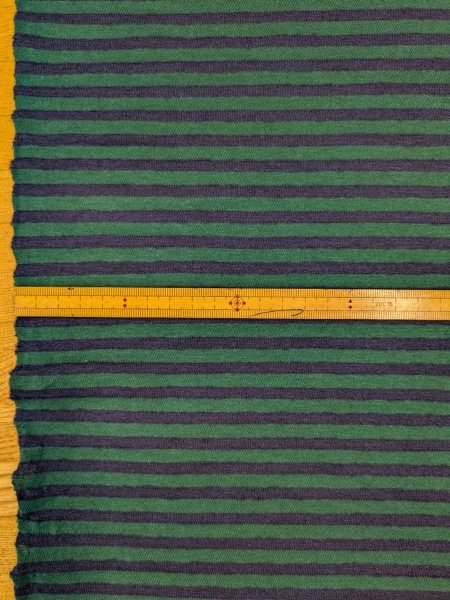 画像2: 生地:綿100% 細ボーダープリント(グリーン×ネイビー) (2)