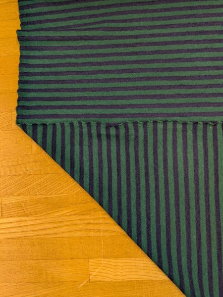 画像3: 生地:綿100% 細ボーダープリント(グリーン×ネイビー) (3)