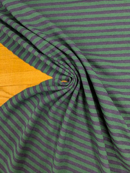 画像5: 生地:綿100% 細ボーダープリント(グリーン×ネイビー) (5)