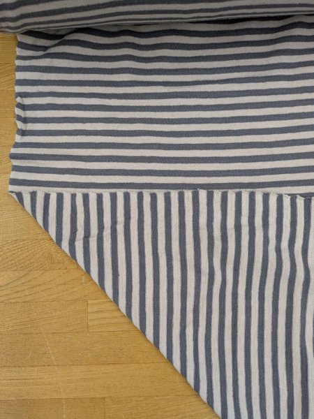 画像3: 生地:綿100% 細ボーダープリント(オフ×グレー) (3)