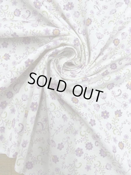 画像6: 生地:綿100% 花柄フライスニット(オフホワイト×パープル) (6)