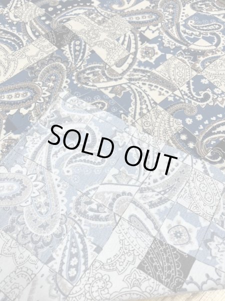 画像3: 生地:ポリエステル100% ペイズリー柄プリント(ベージュ地/ブルー系) (3)