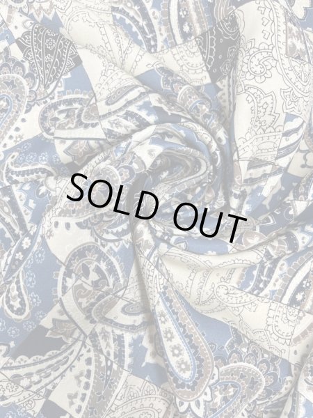 画像5: 生地:ポリエステル100% ペイズリー柄プリント(ベージュ地/ブルー系) (5)