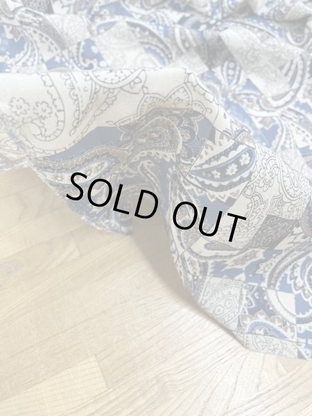 画像6: 生地:ポリエステル100% ペイズリー柄プリント(ベージュ地/ブルー系) (6)