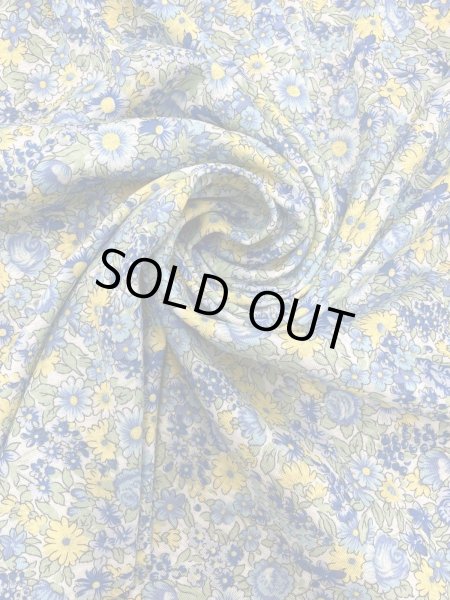 画像5: 生地:綿100% フライスニット 花柄プリント(ブルー/イエロー) (5)