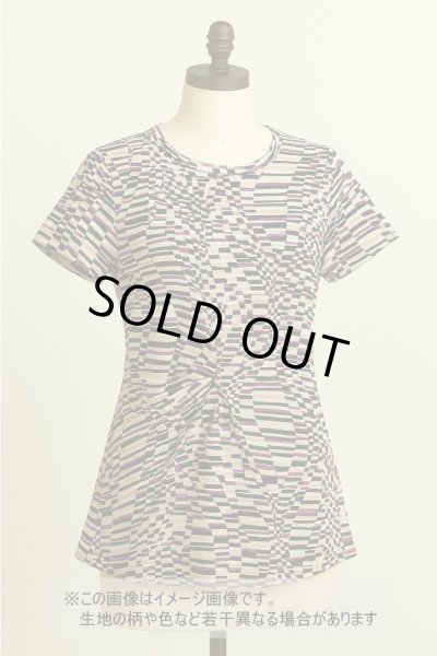 画像7: 生地：ポリエステル100％ ニットプリント（パープル系 幾何柄） (7)