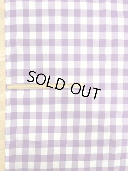 画像1: 生地：綿100％ギンガムチェック柄（ラベンダー） (1)