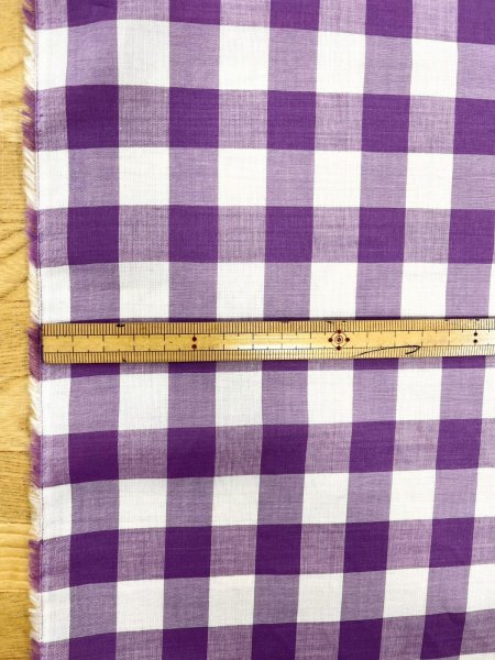画像2: 生地:綿100%ギンガムチェック柄(ラベンダー) (2)