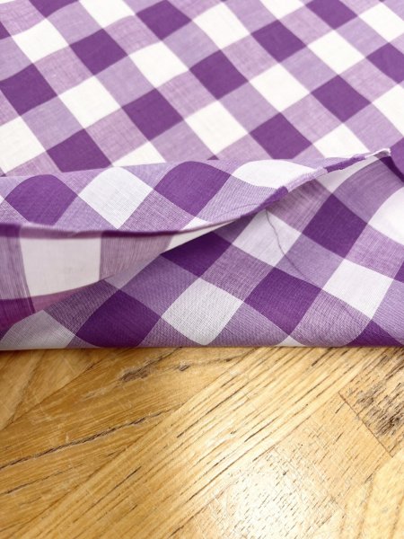画像4: 生地:綿100%ギンガムチェック柄(ラベンダー) (4)