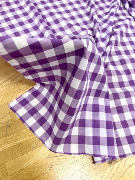 画像7: 生地:綿100%ギンガムチェック柄(ラベンダー) (7)