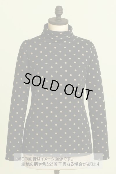 画像1: 生地:綿100%水玉プリント綿天竺(黒地/ベージュドット) (1)